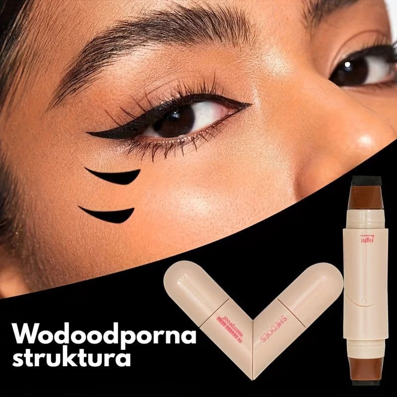 EYELINER w pisaku z dwoma końcówkami. Obrotowy, precyzyjny, utrwalający kontur, długotrwały, wodoodporny, szybkoschnący.