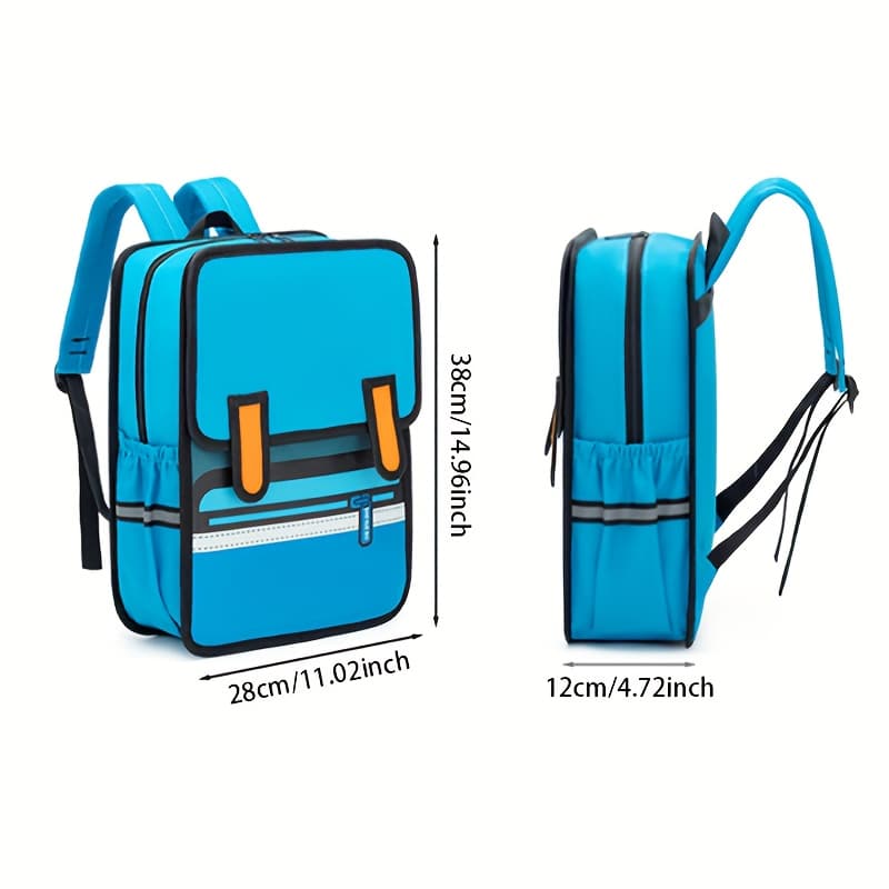 MODNY PLECAK DZIECIĘCY Z KOLOROWYM 3D MOTYWEM KOMIKSOWO - ANIMOWANYM