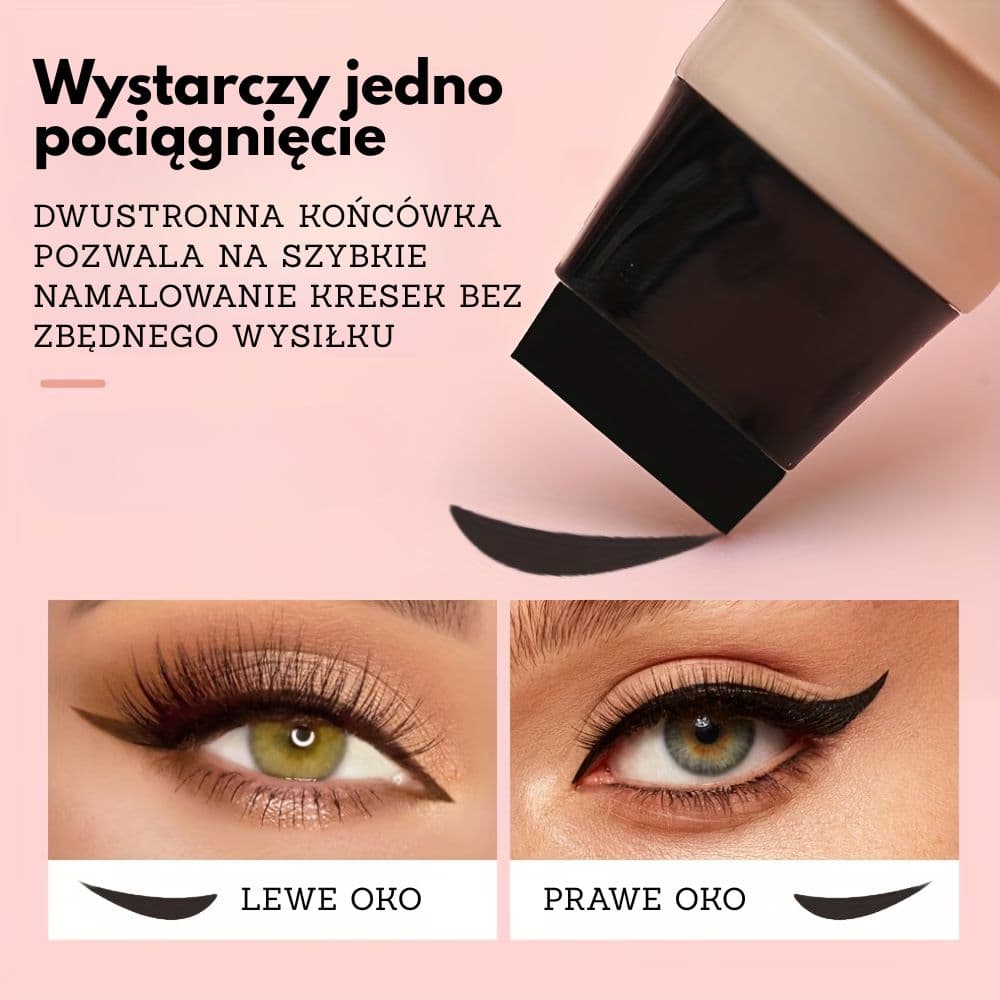 EYELINER w pisaku z dwoma końcówkami. Obrotowy, precyzyjny, utrwalający kontur, długotrwały, wodoodporny, szybkoschnący.