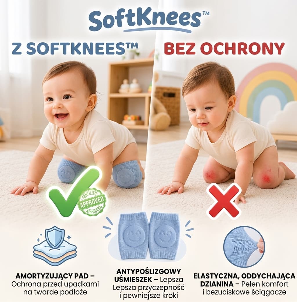 SoftKnees – Elastyczne Nakolanniki Chroniące Kolanka Malucha (3 PARY)