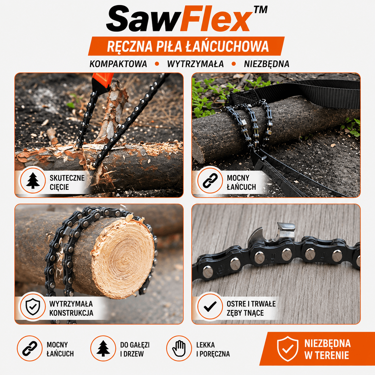 SawFlex™ – Ręczna Piła Łańcuchowa PRO ⭐⭐⭐⭐⭐
