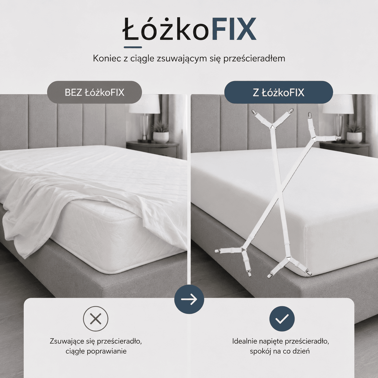 ŁóżkoFix – system stabilizacji prześcieradła (2 sztuki)