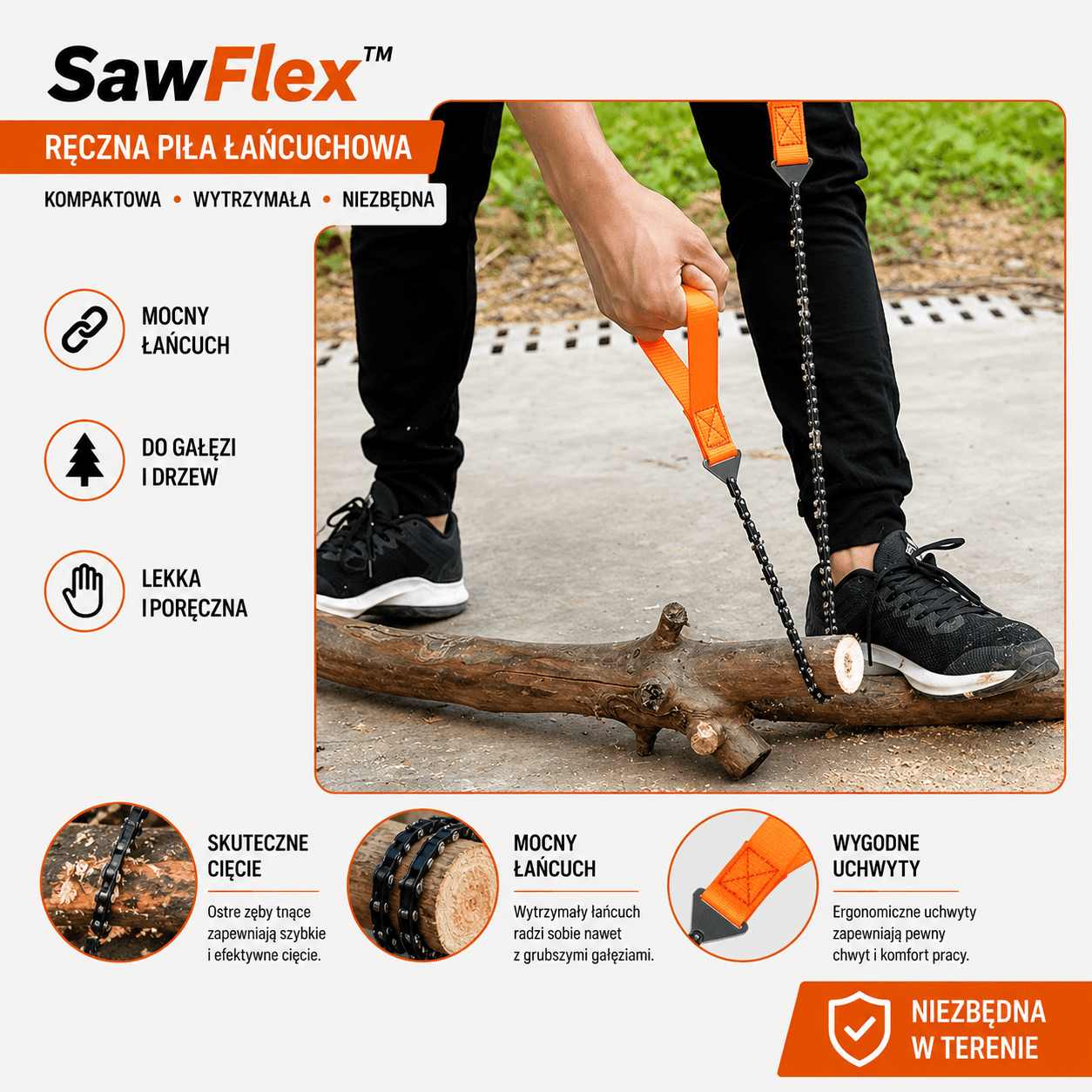 SawFlex™ – Ręczna Piła Łańcuchowa PRO ⭐⭐⭐⭐⭐