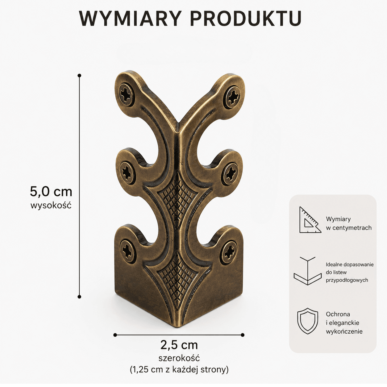 NarożnikPRO™ - 6 SZTUK - Metalowe narożniki ochronno-dekoracyjne do listew przypodłogowych.