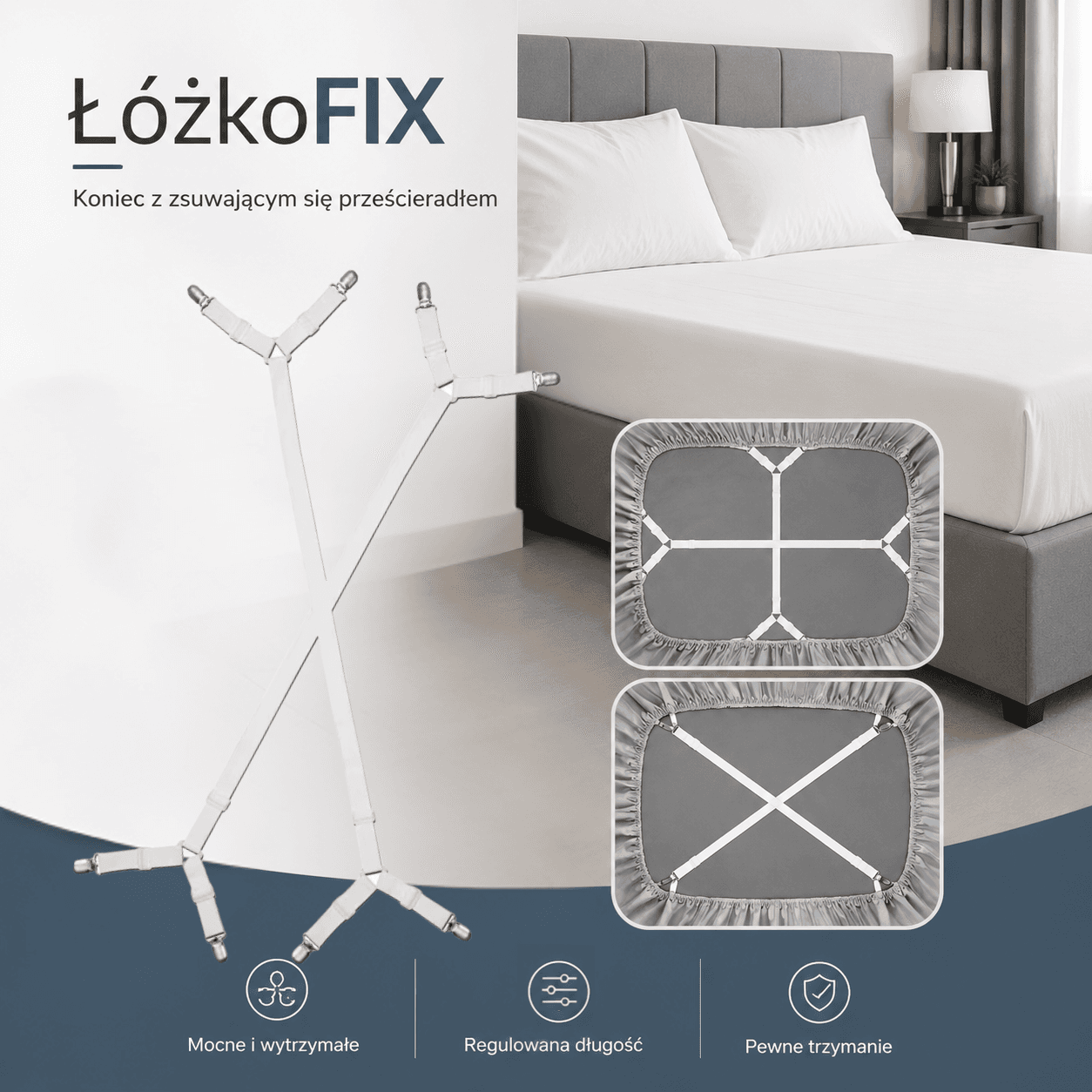 ŁóżkoFix – system stabilizacji prześcieradła (2 sztuki)