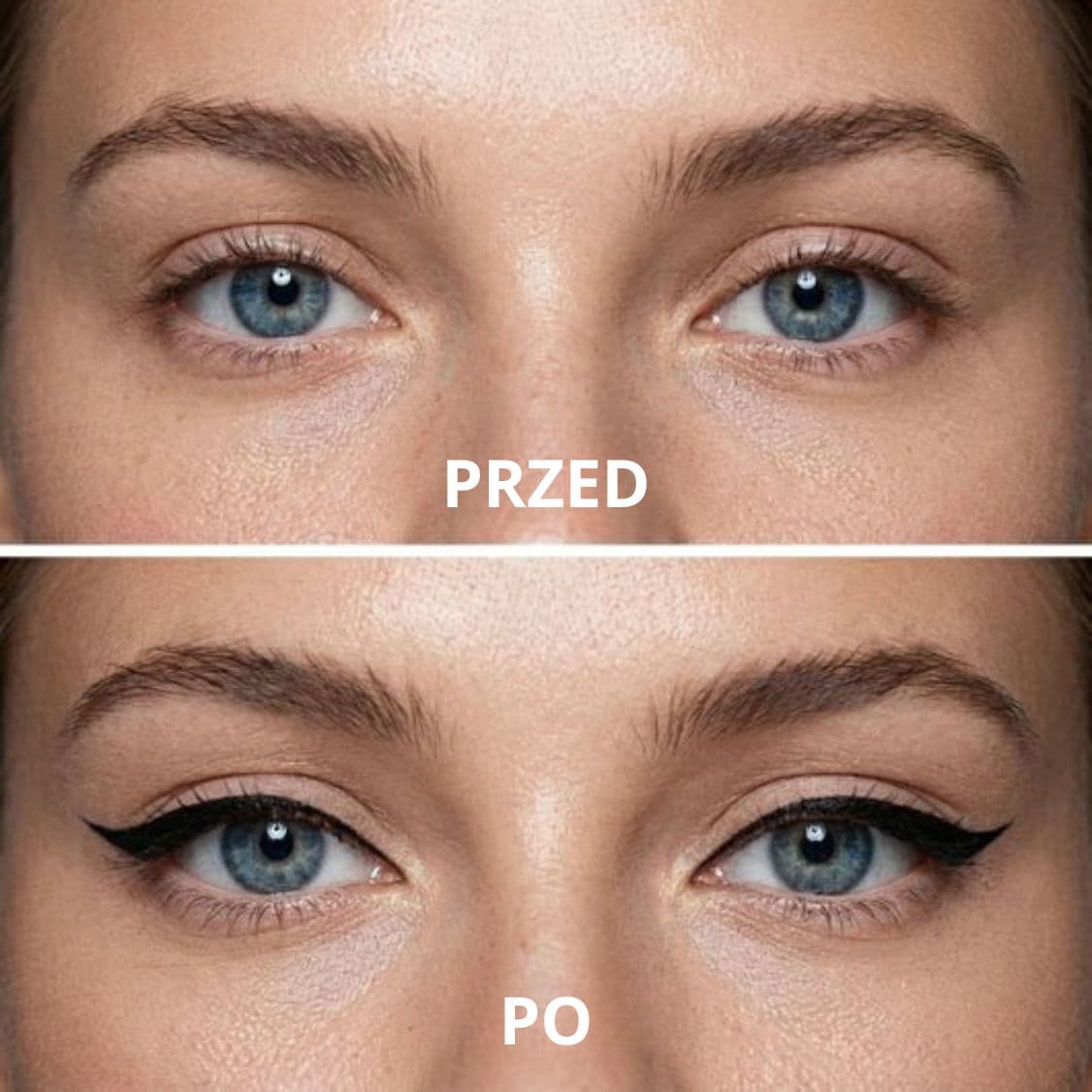EYELINER w pisaku z dwoma końcówkami. Obrotowy, precyzyjny, utrwalający kontur, długotrwały, wodoodporny, szybkoschnący.
