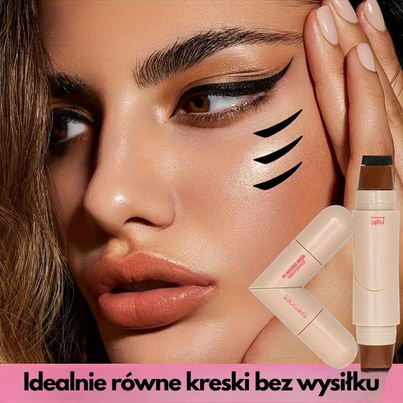 EYELINER w pisaku z dwoma końcówkami. Obrotowy, precyzyjny, utrwalający kontur, długotrwały, wodoodporny, szybkoschnący.
