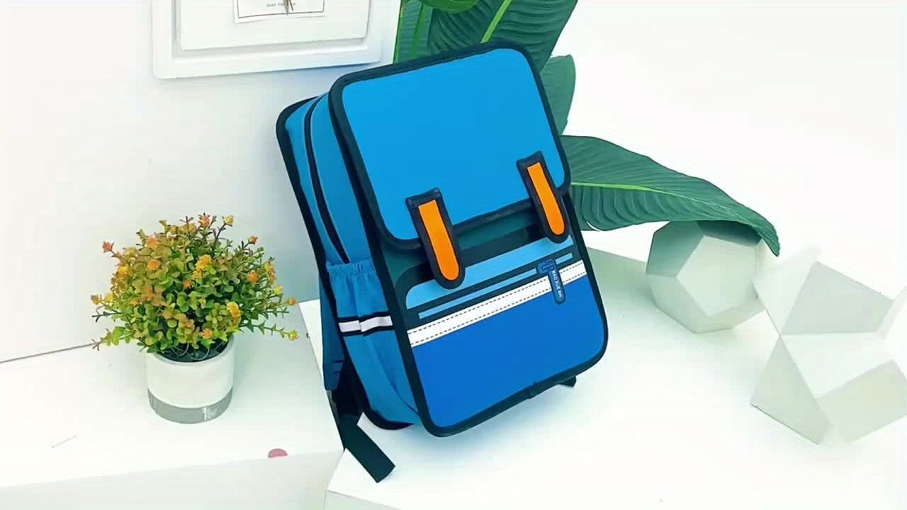 MODNY PLECAK DZIECIĘCY Z KOLOROWYM 3D MOTYWEM KOMIKSOWO - ANIMOWANYM