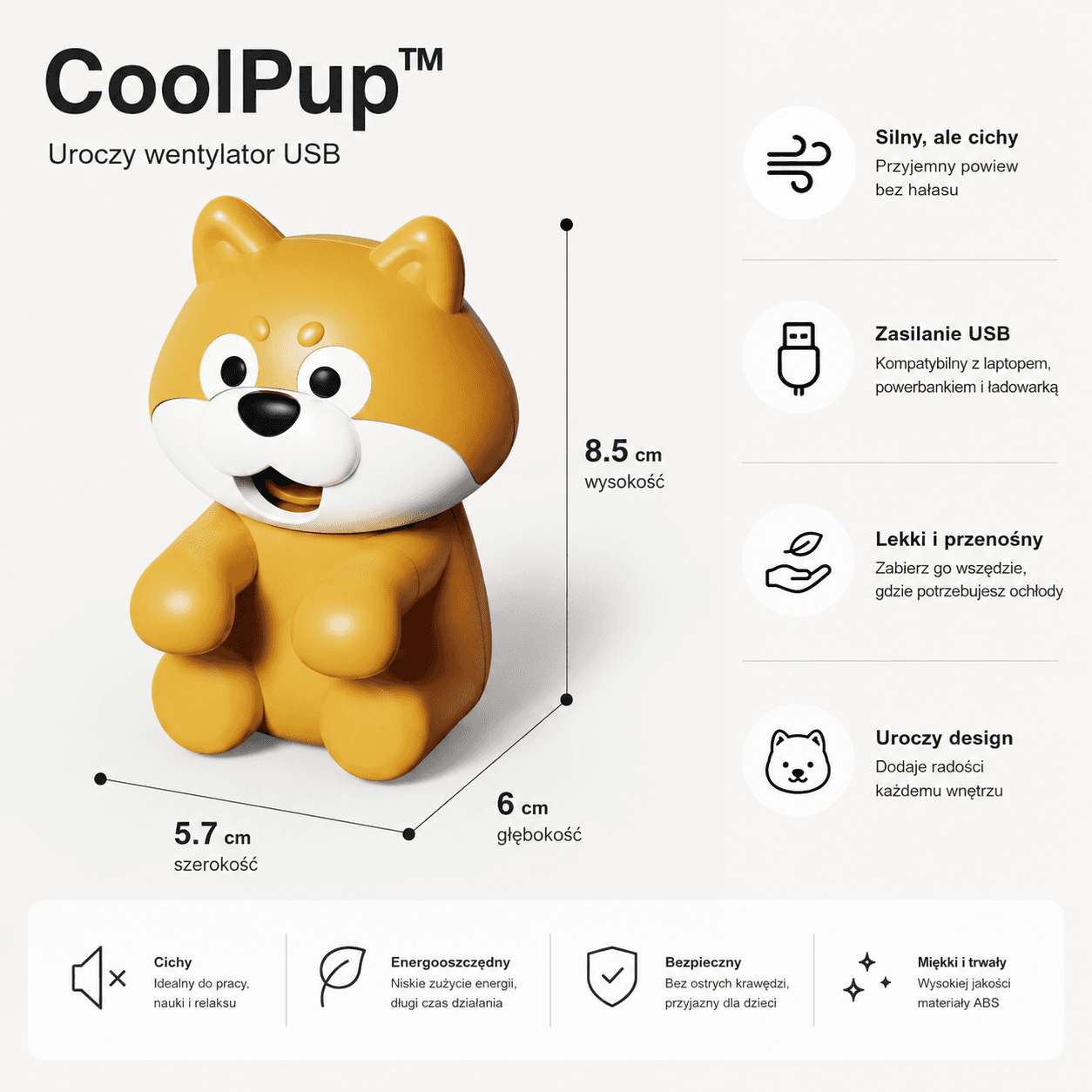 CoolPup™ – Chłodzący pomocnik do posiłków, wentylator USB