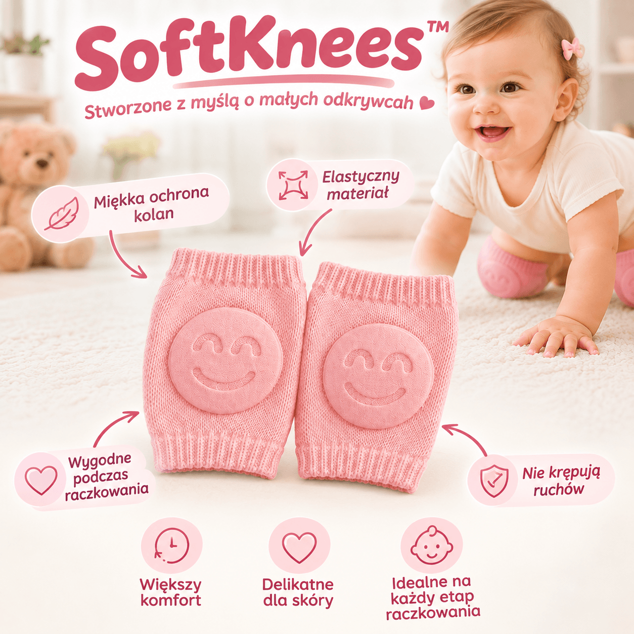 SoftKnees – Elastyczne Nakolanniki Chroniące Kolanka Malucha (3 PARY)